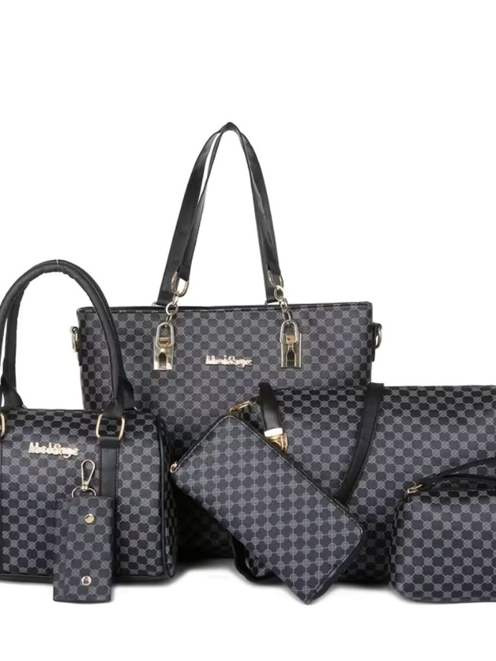 Women PU Leather Tote Handbag Crossbody Bag Clutch Wallet Key Pouch Geometric Pa